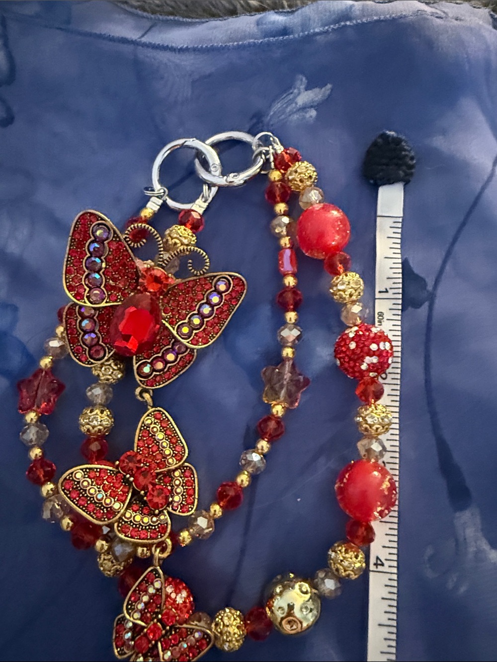 Red Crystal Butterfly Statement Necklace - Women Jewelry